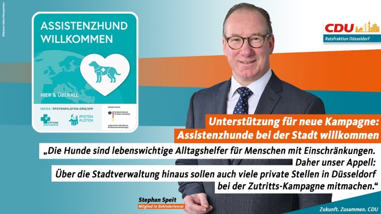 Unterstützung für neue Kampagne: Assistenzhunde bei der Stadt willkommen Unterstützung für neue Kampagne: Assistenzhunde bei der Stadt willkommen