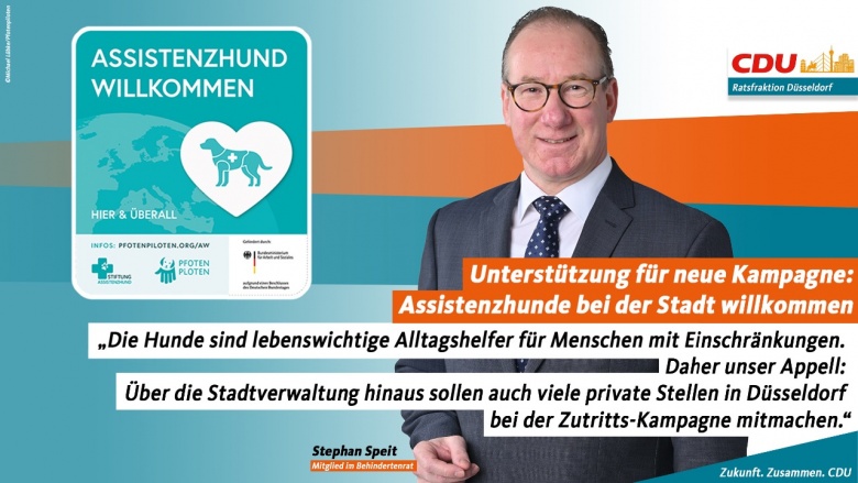 Unterstützung für neue Kampagne: Assistenzhunde bei der Stadt willkommen