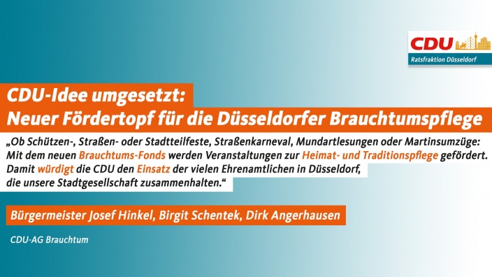 Fördertopf für die Düsseldorfer Brauchtumspflege